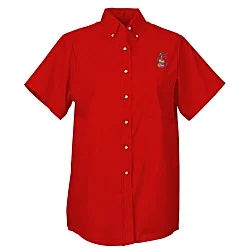 Soil Release Button Down SS Poplin Shirt - Ladies'