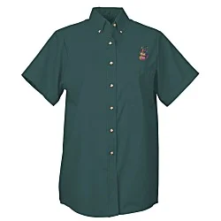 Soil Release Button Down SS Poplin Shirt - Ladies'