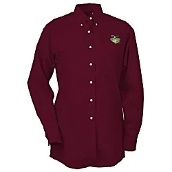 Soil Release Button Down Poplin Shirt - Ladies'