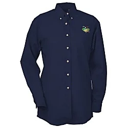 Soil Release Button Down Poplin Shirt - Ladies'