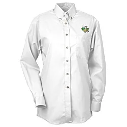Soil Release Button Down Poplin Shirt - Ladies'