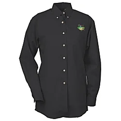 Soil Release Button Down Poplin Shirt - Ladies'