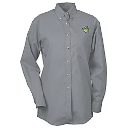 Soil Release Button Down Poplin Shirt - Ladies'