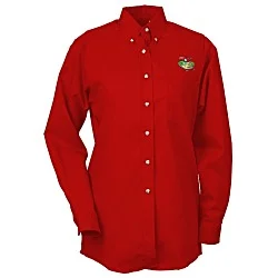 Soil Release Button Down Poplin Shirt - Ladies'