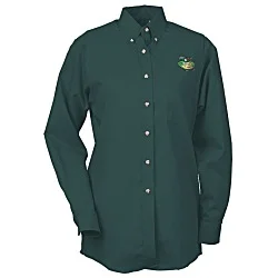 Soil Release Button Down Poplin Shirt - Ladies'