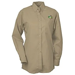 Soil Release Button Down Poplin Shirt - Ladies'