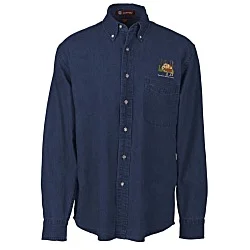 Washed Denim Long Sleeve Shirt - Men's