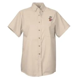 Soil Release Button Down SS Poplin Shirt - Ladies' - 24 hr