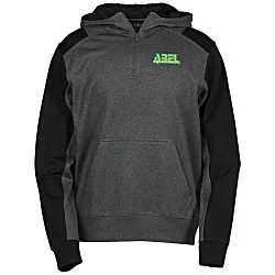 Colorblock Performance Heather Fleece 1/4-Zip Hoodie - Embroidered