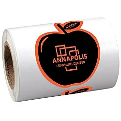 Sticker by the Roll - Apple - 1-5/8" x 2-1/16"