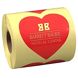 Lapel Sticker by the Roll - Heart - 2-7/16" x 2-1/2"