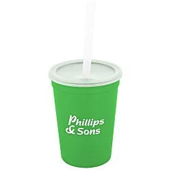 Translucent Stadium Cup with Lid & Straw - 12 oz.