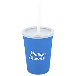 Translucent Stadium Cup with Lid & Straw - 12 oz.