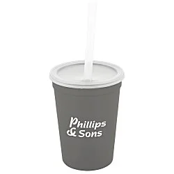 Translucent Stadium Cup with Lid & Straw - 12 oz.