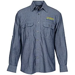 Chambray Roll Sleeve Double Pocket Shirt - Men's