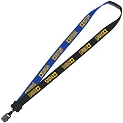 Two-Tone Cotton Lanyard - 7/8" - Large Metal Bulldog Clip - 24 hr