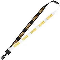 Two-Tone Cotton Lanyard - 7/8" - Large Metal Bulldog Clip - 24 hr