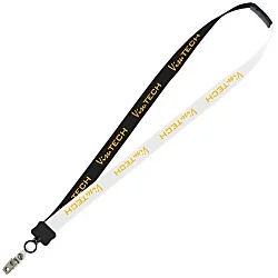Two-Tone Cotton Lanyard - 7/8" - Snap with Metal Bulldog Clip - 24 hr