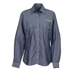 Chambray Roll Sleeve Double Pocket Shirt - Ladies' - 24 hr