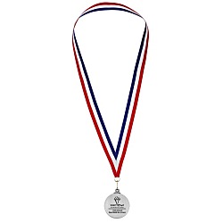 Antique Finish Medal with Red, White & Blue Ribbon