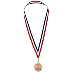 Antique Finish Medal with Red, White & Blue Ribbon