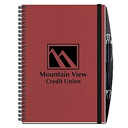 Corded Paperboard Journal with Pen - 10" x 7" - 50 sheet