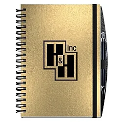 Elite Metallic Paperboard Journal with Pen - 10" x 7"-100 sheet