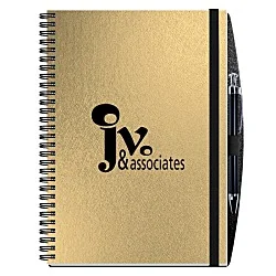Elite Metallic Paperboard Journal with Pen - 10" x 7" -50 sheet