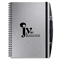 Elite Metallic Paperboard Journal with Pen - 10" x 7" -50 sheet