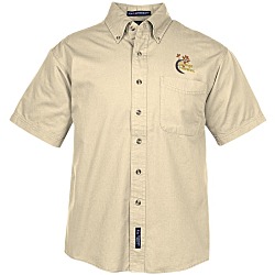 Garment-Washed Cotton Twill Short Sleeve Shirt