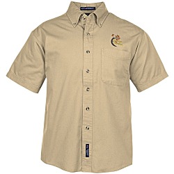 Garment-Washed Cotton Twill Short Sleeve Shirt
