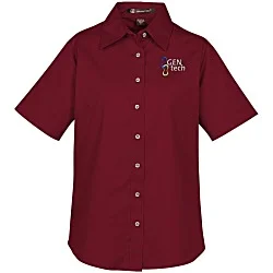 Harriton Twill SS Shirt with Stain Release - Ladies'
