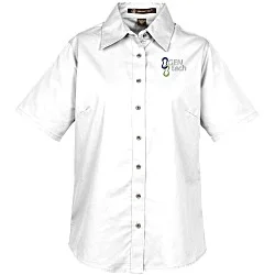 Harriton Twill SS Shirt with Stain Release - Ladies'
