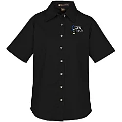 Harriton Twill SS Shirt with Stain Release - Ladies'