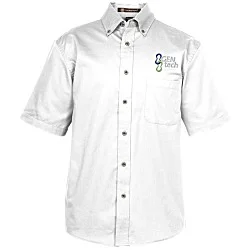 Harriton Twill SS Shirt with Stain Release - Men's