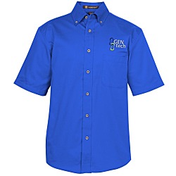 Harriton Twill SS Shirt with Stain Release - Men's