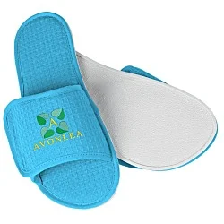 Waffle Weave Slippers - Embroidered