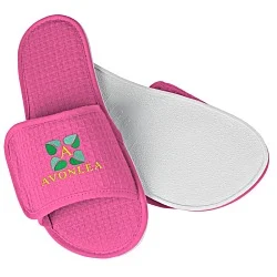 Waffle Weave Slippers - Embroidered