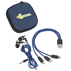 Textured 3-in-1 Charging Cable Set with Ear Buds
