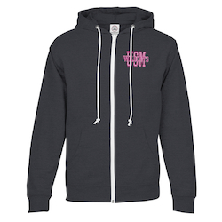 French Terry Snow Heather Full-Zip Hoodie - Embroidered