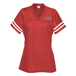 Poly Mesh Jersey V-Neck T-Shirt - Ladies' - Embroidered