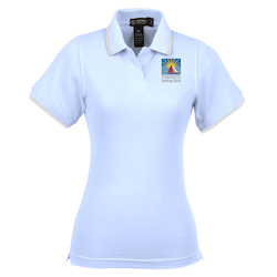 Tipped Combed Cotton Pique Polo - Ladies'