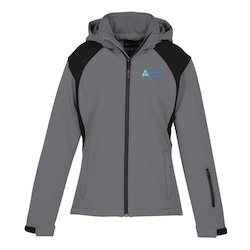 Contrasting Color Hooded Soft Shell Jacket - Ladies'