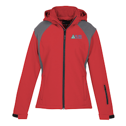 Contrasting Color Hooded Soft Shell Jacket - Ladies'