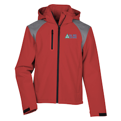 Contrasting Color Hooded Soft Shell Jacket - Men's