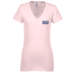 4.3 oz. Ringspun Cotton V-Neck T-Shirt - Ladies' - Embroidered