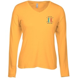 Adult Performance Blend LS V-Neck T-Shirt - Ladies' - Embroidered