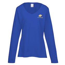 Team Favorite 4.5 oz. V-Neck Long Sleeve T-Shirt - Ladies' - Embroidered