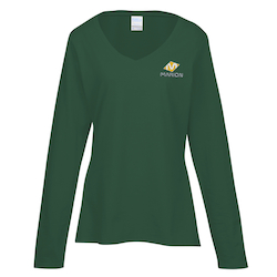 Team Favorite 4.5 oz. V-Neck Long Sleeve T-Shirt - Ladies' - Embroidered