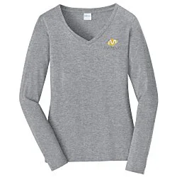 Team Favorite 4.5 oz. V-Neck Long Sleeve T-Shirt - Ladies' - Embroidered